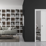 Single sliding pocket door system Luminox Singolo suited to 18 cm walls