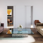 Sliding pocket door system Unico Evo for two doors in the same pocket suited to 18 cm walls