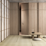 Flush hinged door system Absolute Swing with panel suited to 10 cm walls (upon request)