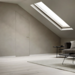 Flush hinged door system Absolute Swing suited to 12.5 cm walls (upon request)